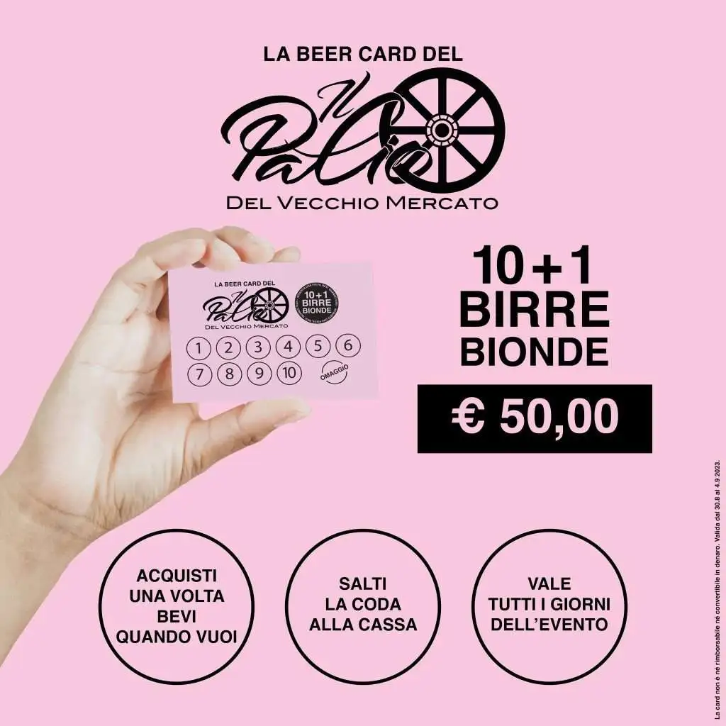 La beer card del Palio del Vecchio Mercato 2023