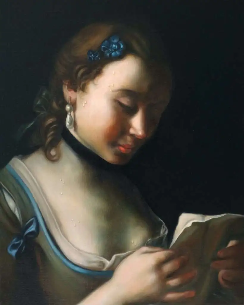 P.A.R. Young Woman Reading a Letter 2023 olio su lino 41 x 33 cm copia 2