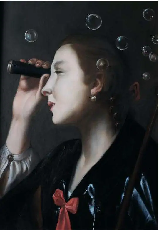 ragazza che guarda attraverso un telescopio